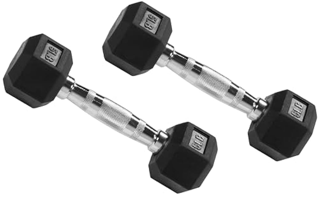Rubber Encased Hex Dumbbell, Multiple Sizes