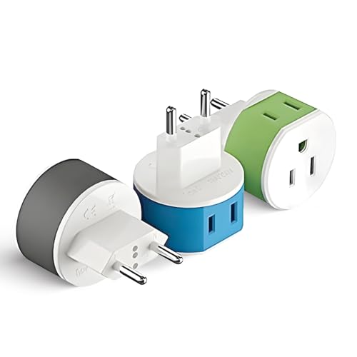 OREI European Power Plug Adapter, with 2 USA Inputs - Travel 3 Pack - Type C (US-9C) - Turkey, Italy, Iceland, and More - Safe Grounded Use with Cell Phones, Laptop, Camera Chargers, CPAP, and More