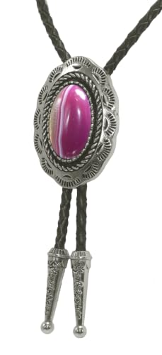 Image of Moranse Bolo Tie with Natural Tiger Eye Stone Celtic Style Genuine and Cowhide Rope
