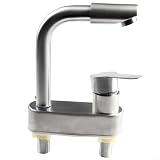 MIKMLYZE Grifo mezclador de acero inoxidable 304, grifo de lavabo frío y caliente, palanca única para lavabo de baño, diseño moderno con cartucho de cerámica, montaje de 2 agujeros