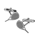 CODEONE Gemelos Pala de Pádel | Acero Inoxidable en Color Plateado | Diseño Artesanal Deportivo | Gemelos Raqueta | Estuche Regalo
