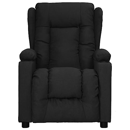 vidaXL Relaxsessel, Verstellbarer Sessel mit 2 Getränkehaltern, Fernsehsessel mit Liegefunktion, Liegesessel Polstersessel, Schwarz Stoff – Bild 4