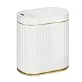 SYNCVIBE Bathroom Trash Can with Butterfly Lid 2 Gallon Sensor Trash can, IPX5 Waterproof Garbage Can, Automatic Slim Trash Bin, Under-Counter Wastebasket, Bathroom Decor for Bedroom, White Gold