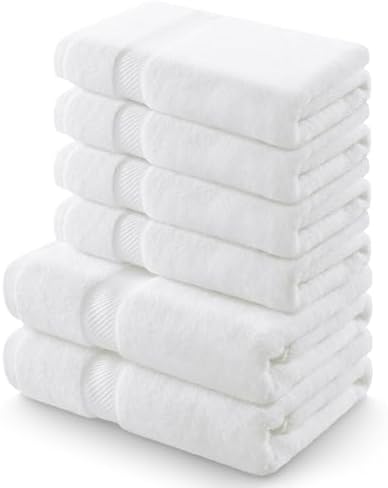 Homaxy Handtücher Set 6er-Pack, Weiß | 2 Badetücher 70x140 cm+ 4 Handtücher 50x100 cm| 100% Baumwolle, 500g/m², Weich&Saugstark, OEKO-TEX Zertifiziert, Pflegeleicht