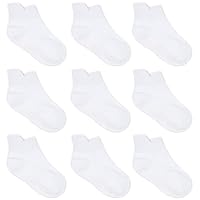 ZAPLES Baby Non Slip Grip Ankle Socks with Non Skid Soles for Infants Toddlers Kids Boys Girls, White, 12-36 Months