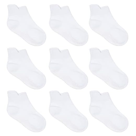 ZAPLES Baby Non Slip Grip Ankle Socks with Non Skid Soles for Infants Toddlers Kids Boys Girls, White, 12-36 Months
