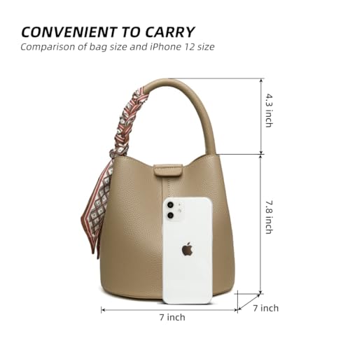 Didida Small Bucket Bags for Women PU Vegan Leather Crossbody Mini Bucket Purses Handbag Removable Shoulder Strap4