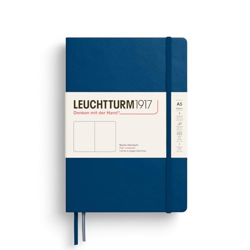 LEUCHTTURM1917 373989 Notizbuch Medium A5, Hardcover Schreibbuch, 251 nummerierte Seiten, Indigo, blanko