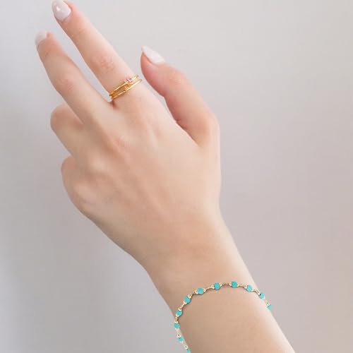 Turquoise Bracelet for Women 14K Gold Beaded Bracelets Handmade Adjustable Dainty Turquoise Bracelet Gifts for Birthdays Parties And Daily Wear4