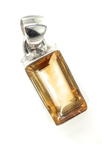 Natural Rocks by Kala Genuine 4ct Golden Citrine 925 Solid Sterling Silver Pendant 22mm