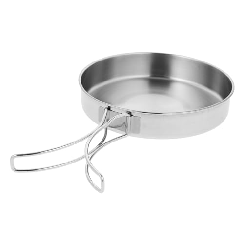 ABOOFAN Sartén Inoxidable Antiadherente para Acampada Utensilios de Cocina Portátiles para Picnic y Senderismo Mango y Multifuncional