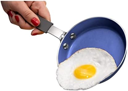 Granitestone Blue Mini Nonstick Egg Pan & Omelet Pan – 5.5” Single Serve Egg Frying Pan Nonstick/Skillet, Diamond Infused, Small Frying Pan Designed for Eggs Pancakes, Non Toxic, Dishwasher Safe
