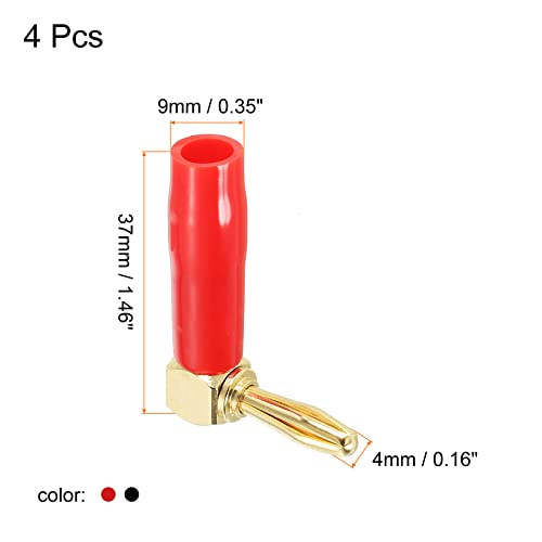 PATIKIL Banana Plugs 90 Degree Speaker Banana Plugs Screw Type 4mm Gold-Plated Copper Red Black for Speaker Wires Sound Systems - Image 2