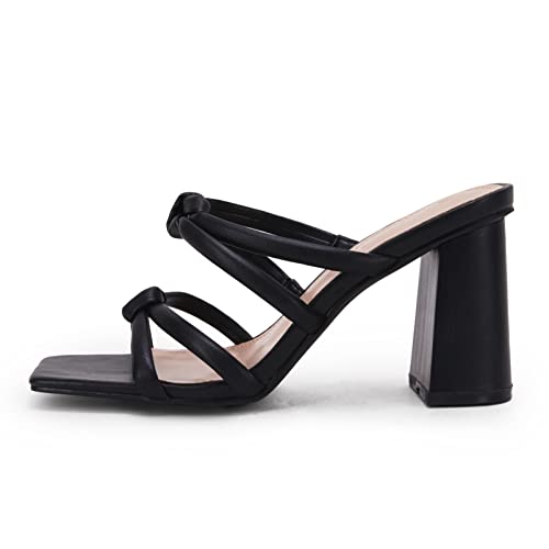 LAICIGO Women's Square Open Toe Heeled Sandals Block Heels Strappy Braided Backless Shoe2