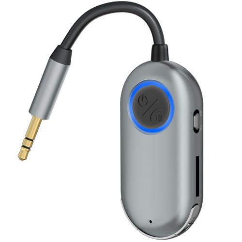 Bluetooth 5.3 Sender Klinke Adapter Transmitter Empf&auml;nger, Bluetooth Sender Klinke 3,5 f&uuml;r Zwei Kopfh&ouml;rer 2 in 1 Transmitter Empf&auml;nger, Kompatibel mit TV, Auto, Airfly, Flugzeug Gadgets.