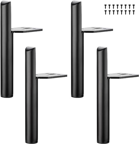 Set of 4 Replacement Furniture Feet, Metal, 6 Inches / 15 cm, Black Furniture Feet, DIY Furniture Feet, Table Legs