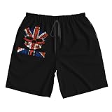 King Skull British Flag Men's Swim Trunks Beach...