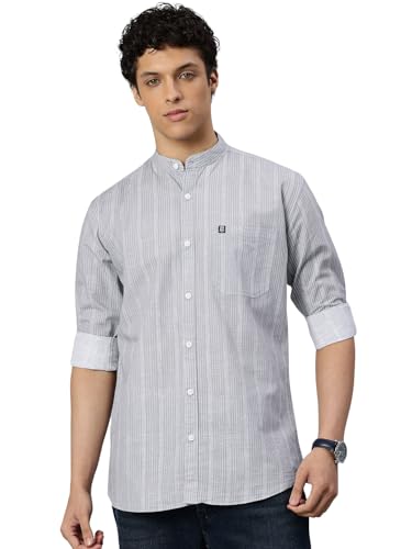 Image of Majestic Man Men's Pure Cotton Mandarin Collar Slim Fit Casual Shirt
