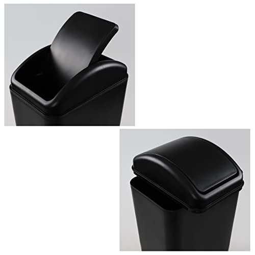 Caneca plástica pequeña 14 L con tapa basculante negra miniatura 4