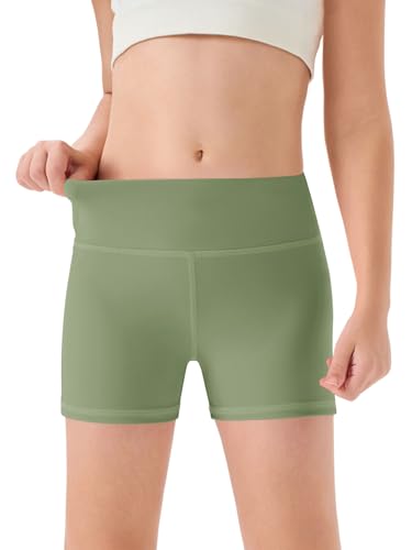 Image of Haloumoning Girls Athletic Shorts Kids High Waisted Yoga Dance Biker Shorts Comfy Gymnastics Shorts 5-14Y