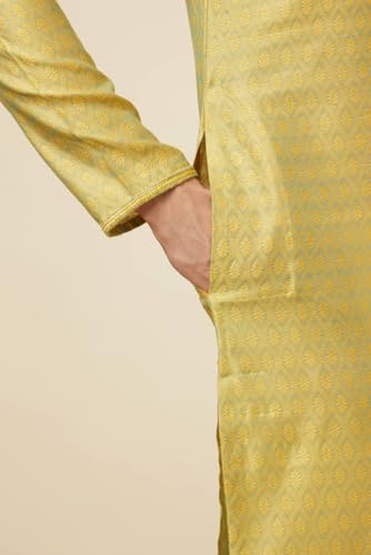 Image of Manyavar Men's Art Silk Self-Design Festive Kurta Churidar Set (2pcs)