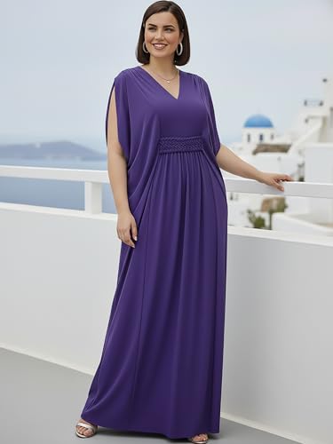 Image of KOH KOH Womens Long V-Neck Grecian Goddess Wedding Guest Maxi Dress Gown