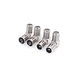 JZK 4PCS 90 Degree F Type Female to PAL Male/Female Connectors, Right Angled Satellite Antenna RF Coaxial Adapter, SAT Connector 90 Degrees for Satellite TV, radios