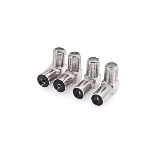 JZK - JZK Lot 4 connecteurs femelles type F à 90 degrés vers PAL mâle/femelle, adaptateur coaxial RF pour antenne satellite à angle droit, connecteur SAT à 90 degrés pour télévision par satellite et radios