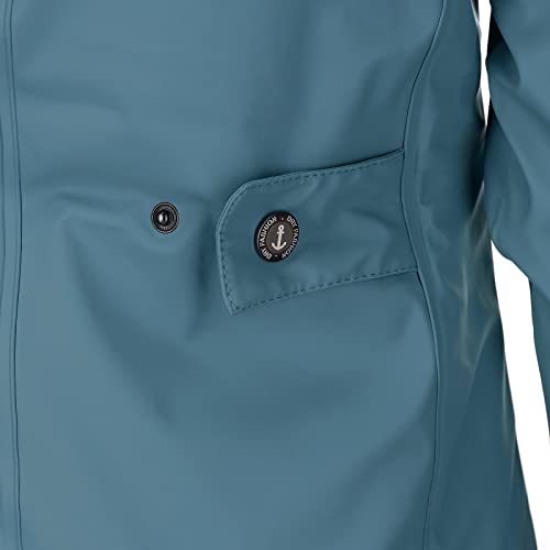 Dry Fashion Damen Regenmantel Malmö - Frauen Regenjacke Jacke mit Kapuze Lang Winddicht Wasserdicht Gefüttert mit Teddyfleece in Petrol Größe 38