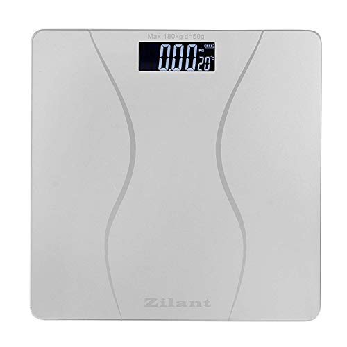 Zilant Personal Bathroom Tempered Glass Digital Scale Weighing Machine with Step on Technology for Accurate Body Weight Monitor, Silver 6 mm (figure-WS-003-01) Zilant Personal Bathroom Tempered Glass Digital Scale Weighing Machine with Step on Technology for Accurate Body Weight Monitor, Silver 6 mm (figure-WS-003-01)