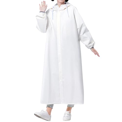 Genérico Impermeable Alargado para Lluvias No Desechable Ciclistas Chaqueta Gruesa Exterior Conducción (White, L)