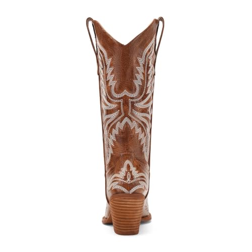 Image of Cowboy Boots for Women - Embroidered Western Cowgirl Boots with Fashion Snip Toe, 1.75-Inch Low Block Heel and All-Day Comfort Fit