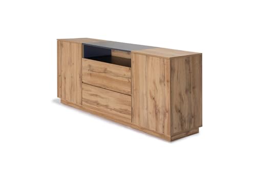 S & S Saldos y Stocks Comoda Aparador Industrial MPC 2 Puertas y 2 Cajones Roble y Gris