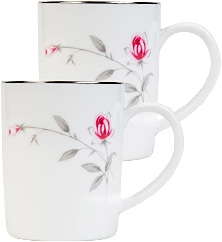 Image of DANKOTUWA, world-class tableware Set Of 2 Luxury Porcelain Coffee Mugs 250Ml With Platinum, Elegant And Durable Cups, Vegan Scratch Resistant Hard Chip Resistant, Gift For Any Occasion (Lasting Rose)
