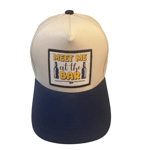Popfizzy Meet Me at the Bar Hat for Men and Women, Alcohol Gifts for Drinkers, Funny Beer Drinking Hat with Funny Saying