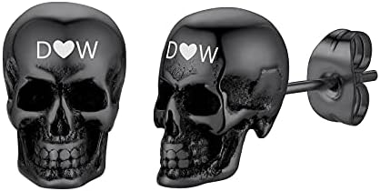 ChainsHouse Gothic Skull Earrings Men Women Stainless Steel Gothic Jewellery Punk Skeleton Earrings