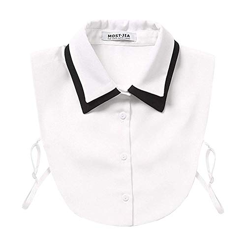 Joyci Women's Professional Fake Collar Formal Fashion Half Shirt False Collar Chiffon Dickey Collar (White)