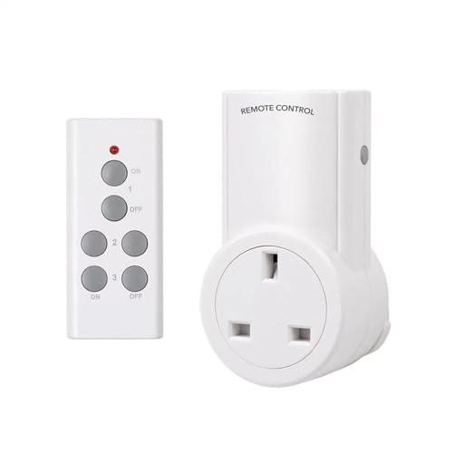 GAOHOU Wireless Remote Control Sockets UK Plug-in Mains Socket Outlet Switch Set 30 meters Operating Range for Home Use White