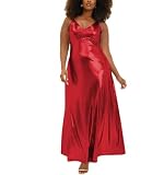 YGZHANYUANOKU Donne Wetlook Spaghetti Strap Dress Metallic Slim Waist A-line Abiti lunghi Club Cocktail Personalizzabile, Rosso, S