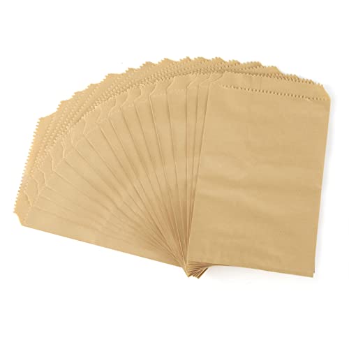 FOCCIUP 100 Pcs 4x6 Inches Brown Kraft Paper Bags Flat Envelopes Merchandise Treat Bag for Party