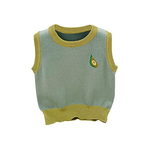 Knitted Cartoon Round Neck Boys and Girls Pullover Vest Spring Autumn Children's Knitted Vest Hooded Zip up