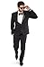 Slim Fit 1 Button Peak Satin Lapel Men's Tuxedo AZAR (52 Long 44/45 Waist 34 Length, Black)
