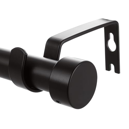 ASelected Barras de cortina negras para cortinas con ojales, barra de cortina extensible de metal con soportes ajustables, barras de cortina básicas para ventana, sala de estar, dormitorio, baño, 91