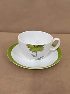 livellara Set x 6 Tazze Colazione con piattino, Modello Happy Olive
