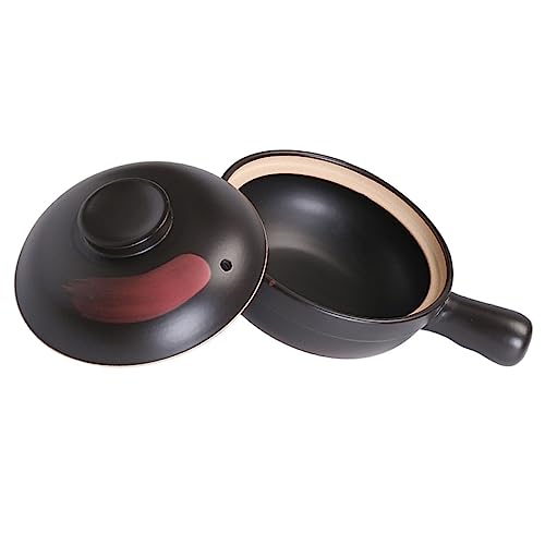 Alipis Cacerola de Barro Multifuncional con Mango para Cocción para y Guisos para Uso Gas Diseño Compacto y Antideslizante Persona Color Negro con Rojo Utensilios de Cocina para