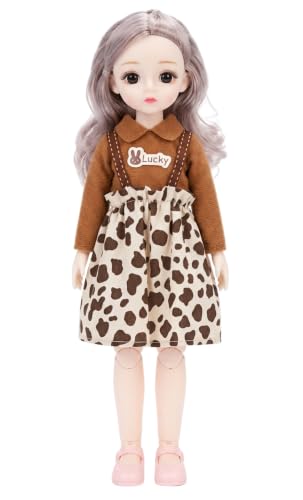 Image of Tickles Movable Joints Cute Beautiful 3D Eyes Fashionable Printed Dress Doll for Kids Girls Birthday Gifts (Color: Multicolor Size: 30 cm)