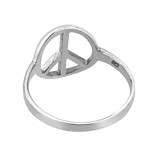AeraVida Shiny Peace Sign No War .925 Sterling Silver Ring3