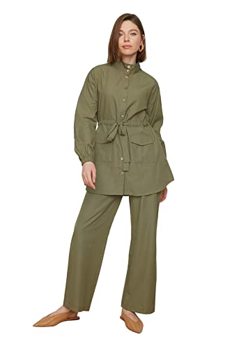 Trendyol Damen Zweiteiliges Set – Khaki – Regular Hemd, UK 12 (2er Pack)