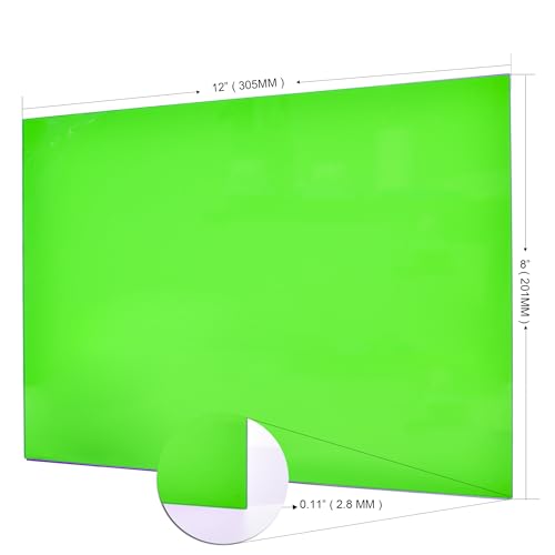 Image of 6 PCS Transparent Green Cast Acrylic Sheets 8 inch x 12 inch x 0.118 inch, Plexiglass Plastic Sheet for Laser Cutting, Engraving Signs, DIY Projects.