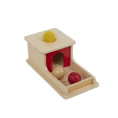 Image of Tiger Montessori Object Permanence Box with Tray Three Balls for 6-12 Months Babies (Wood+Plastic+Knit Ball)